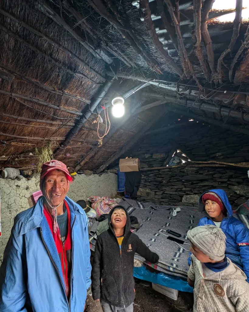 Local residents of Ancallachi after a solar charity installation in Peru with LUTW